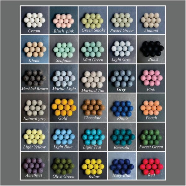 All colors of wool felt balls