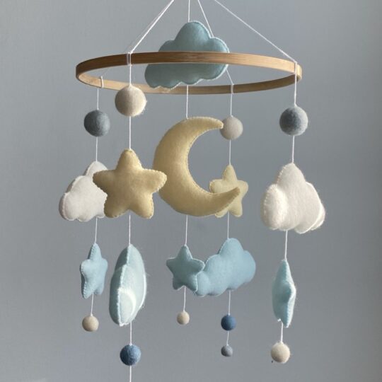 Mobile with moon, stars and clouds